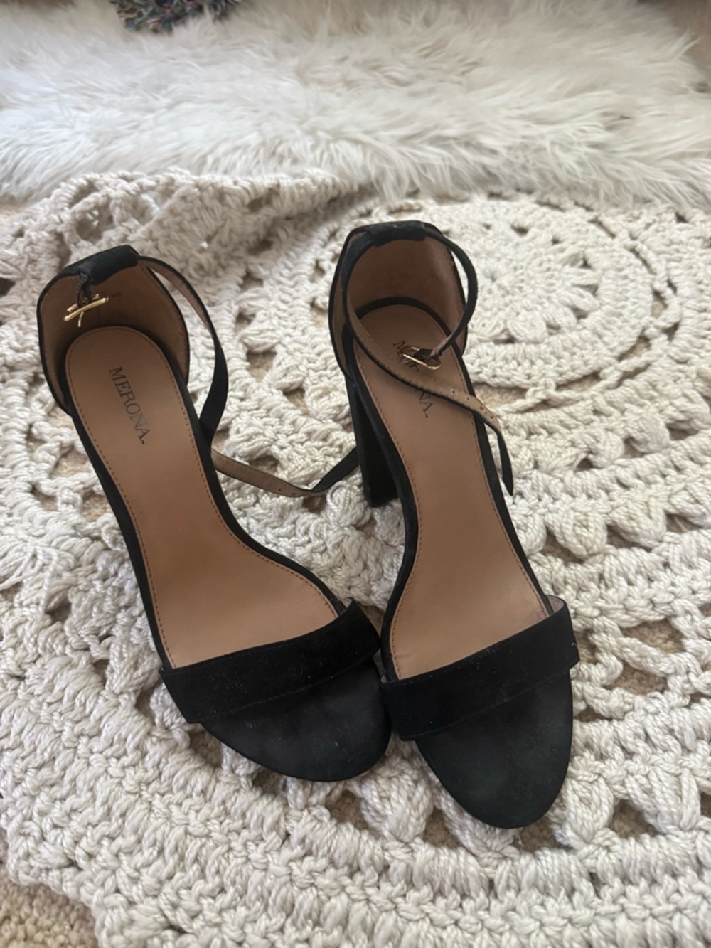 Merona Black Open Toe Heels Size 7.5